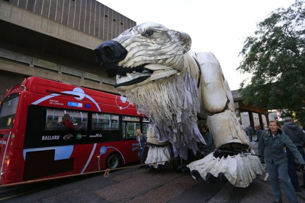 Emma Thompson unveils giant Polar Bear in Greenpeace protest outside Shell HQ in London