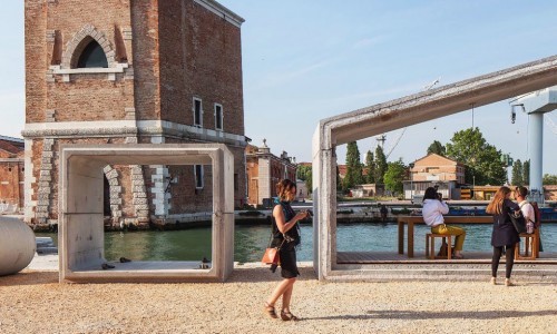 Stripped down modular Gomos homes inspired by sewage pipes pop up in Venice
