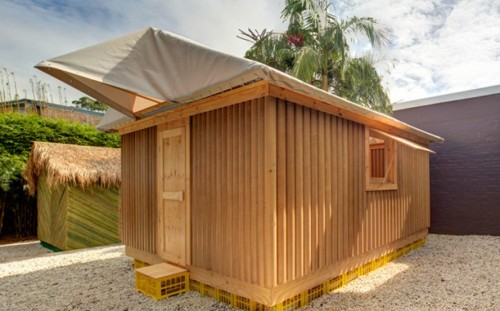 Ingenious cardboard and bamboo emergency shelters by Shigeru Ban pop up in Sydney