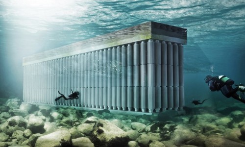 Waterstudio’s floating sea wall harvests blue energy from crashing water