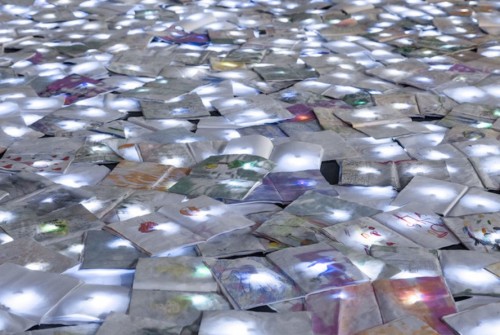 Glowing circle made from thousands of recycled notebooks celebrate Bilbao’s book festival